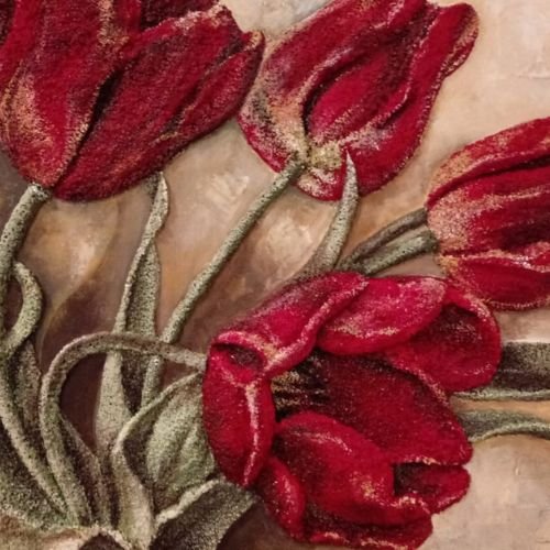 Tríptico en Rocalla Tulipanes Rojos - Imagen 2