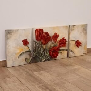 Tríptico en Rocalla Tulipanes Rojos