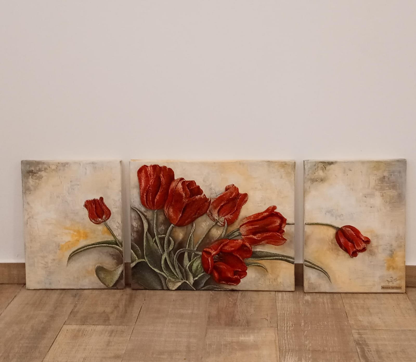 Tríptico en Rocalla Tulipanes Rojos - Imagen 5